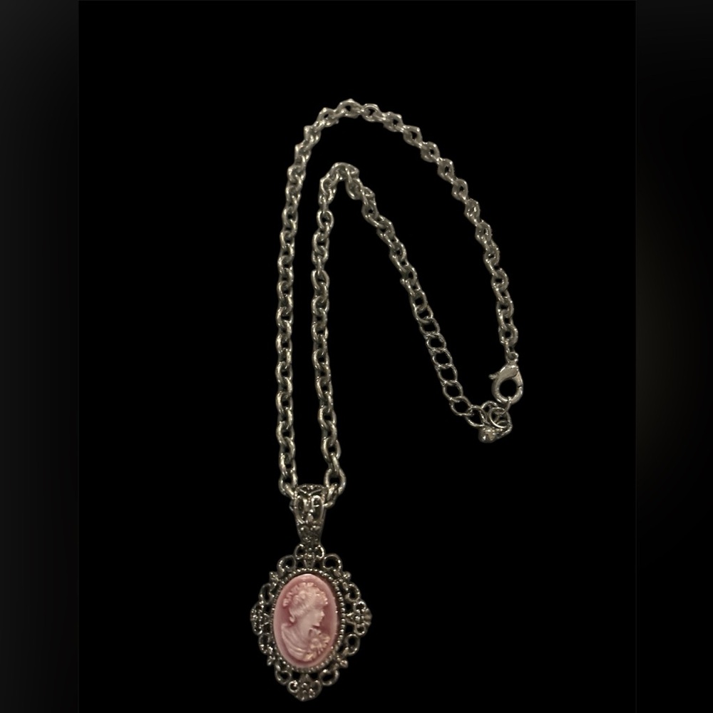 Black Cameo pendant with black necklace